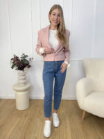 Marynarka Chanelka - one- Różowa Z Broszką-mouliu (2)