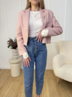 Marynarka Chanelka - one- Różowa Z Broszką-mouliu (5)