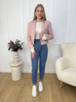 Marynarka Chanelka - one- Różowa Z Broszką-mouliu (6)